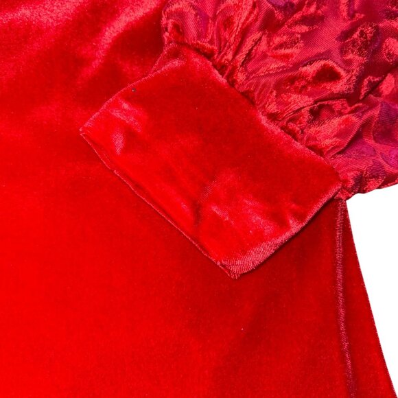 Ruby Rd. Scoop Neck Velvet Sweatshirt W/ Animal Print Sleeves-Red-1X-GUC - Picture 5 of 6